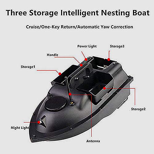 DYJD Control Remoto Boat Boat, Fish Finder 2 kg Cargando Pesca Bait Barco Barato bajo Batería Recordatorio - Juguete de Control Remoto de Regalo,12000mAh