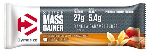 Dymatize Super Mass Gainer Bar Vanilla Caramel Fudge 10x90g - Barra de alto Peso Proteínico + Suero y Proteína de Caseína