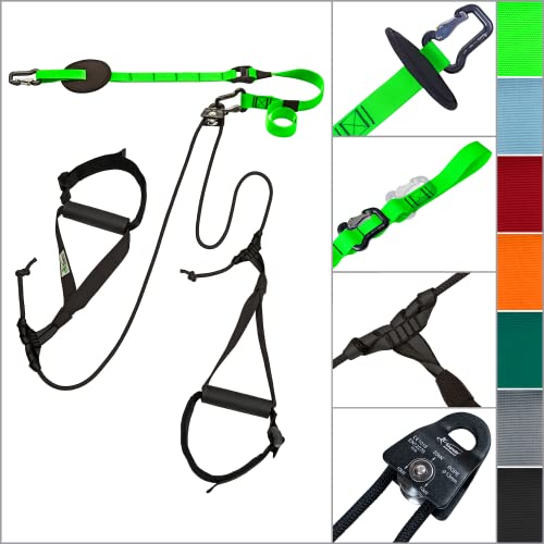 eaglefit Sling-Trainer Allround Elastic, Entrenamiento Funcional en suspensión con polea, Ajuste de Longitud: 90 – 130 cm, Gimnasia en casa, para Profesionales y Principiantes - Color: Verde