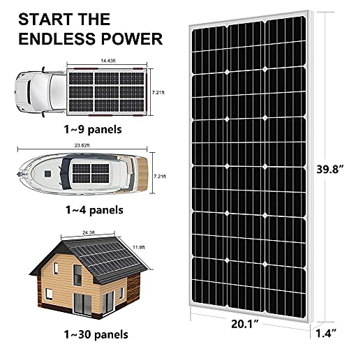 ECO-WORTHY 100W 12 Kit Panel Solar: 1pc Panel Solar 100W + Regolatore 30A + Cavi Solar para Autocaravan/Barche