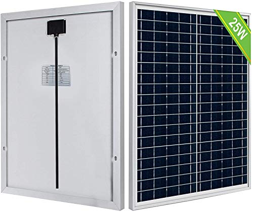 ECO-WORTHY 25W 12V Panel solar policristalino portátil para carga de batería de 12V / Aplicación fuera de la red/Luces/Ventilador