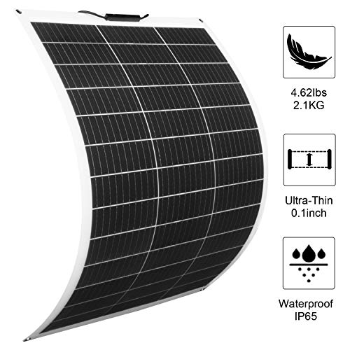 ECO-WORTHY Panel Solar Flexible 130W 12V Módulo Monocristalino para Cargar Batería de 12V / Coche/Barco/Caravana