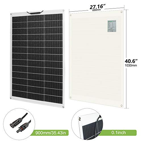 ECO-WORTHY Panel Solar Flexible 130W 12V Módulo Monocristalino para Cargar Batería de 12V / Coche/Barco/Caravana