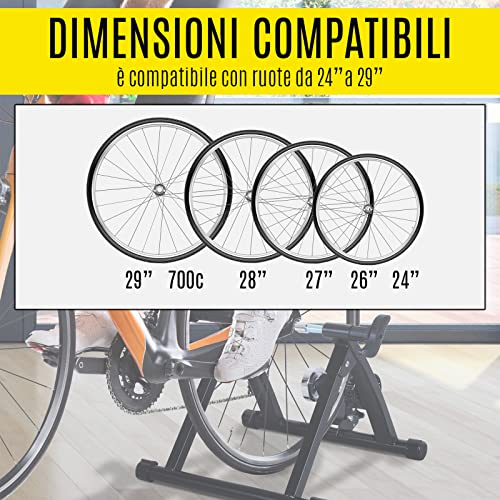 Ecovelò Rodillo Ffitness para Bicicleta Rojo Turbo Entrenamiento Indoor Plegable Resistencia magnética con Soporte y Cierre de liberación rápida | Ahorra Espacio, 24", 25", 26", 27", 28", 29", 700C