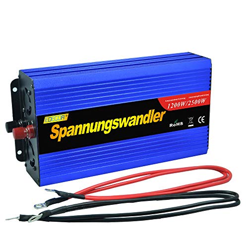 EDECOA Inversor de Corriente 12v 220v convertidor 1200w y Pico momentaneo de 2500w Transformador de corriente12v 220v