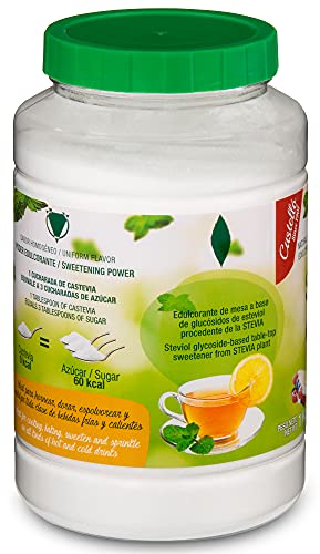 Edulcorante Stevia + Eritritol 1:3 - Granulado - Sustituto del Azúcar 100% natural - Hecho en España - Keto y Paleo - Castello since 1907 (1g = 3g de Azúcar (1:3), Bote 1 kg)