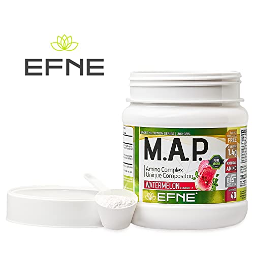 |EFNE |MAP Aminoacidos Esenciales Sabor Sandía | 300 Gramos | Vegano | 8 Aminoácidos Esenciales | Alta dosis | Preentreno o Perientrenamiento |Fuerte Recuperador Muscular |