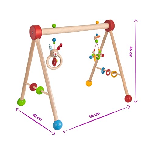 Eichhorn-Gym-100017034 Gimnasio para bebé, diseño: Conejo, con función de Juego y Agarre, 45 x 51 cm, FSC 100% Madera de Haya, Felpa, BSK, 3 m + Fabricado en Alemania, Multicolor (100017034)