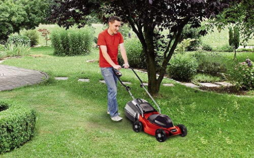 Einhell GC-EM 1030/1 - Cortacésped eléctrico (1000W, altura de corte 3 niveles | 25-60 mm , ancho de corte 30 cm, hasta 250m² de jardín, 28L de capacidad de bolsa) (ref.3400240)