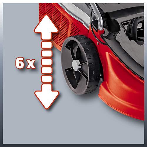 Einhell GC-EM 1743 HW - Cortacésped eléctrico (1700W, altura de corte 6 niveles 20-70 mm , ancho de corte 43 cm, hasta 700m² de jardín, 52L de capacidad de bolsa)