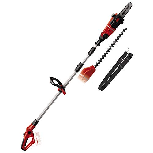 Einhell GE-HC 18 Li T-Solo -Pack con herramienta multifuncional sin cable, motosierra y cortasetos, mango telescópico + 4512042 Kit con Cargador y batería de repuest, tiempo de carga: 60 Minutos