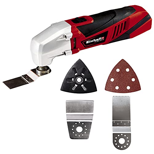 Einhell Herramienta multifuncional TC-MG 220/1 E (220 W, incluido adaptador de extracción de polvo, placa de lijado triangular, 1 papel de lija, raspador, hoja de sierra de incisión HCS)