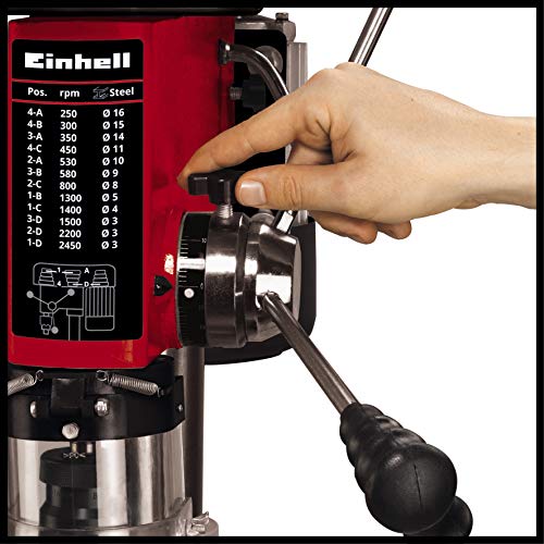 Einhell Taladro de columna TC-BD 630 (630 W, 2.450 min-1, profund. perforación máx. 60 mm, portabrocas 1,5-16 mm, tope profund. ajustable, mesa perforación inclinable/rotativa incl. mordaza)