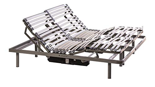 ekamia - Cama Articulada Eléctrica Doble Emparejada de Matrimonio con Colchón Hapi - 160cm x 190cm, Mando con Cable