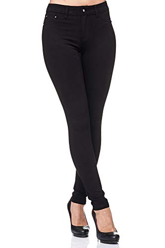 Elara Pantalón Elástico de Mujer Skinny Fit Jegging Chunkyrayan Negro H01 Black 46 (3XL)