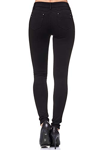 Elara Pantalón Elástico de Mujer Skinny Fit Jegging Chunkyrayan Negro H01 Black 46 (3XL)