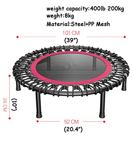 Elastic Ropes Fitness Trampoline / 40 Inch Fitness Rebounder para Ejercicios corporales y Ejercicios cardiovasculares, para Interiores y jardín/Gimnasio, Capacidad de Peso: 200 kg