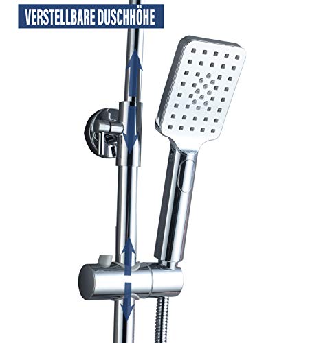 Elbe®Columna ducha sin grifo, con cabezal de ducha cuadrado de 20 cm en acero inoxidable 304