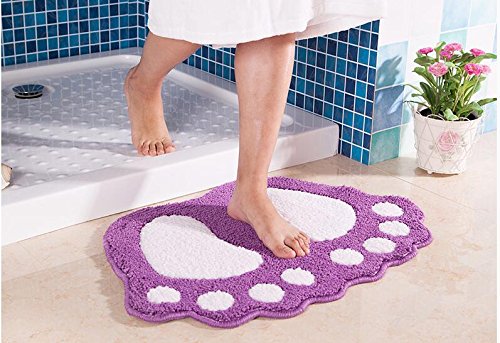 ele ELEOPTION Alfombra de baño Antideslizante, Alfombrillas de baño de Secado rápido y pies Lindos, Absorbente de Agua Suave y cómoda Antideslizante para Dormitorio, Cocina, Pasillo, 67x48CM, Púrpura