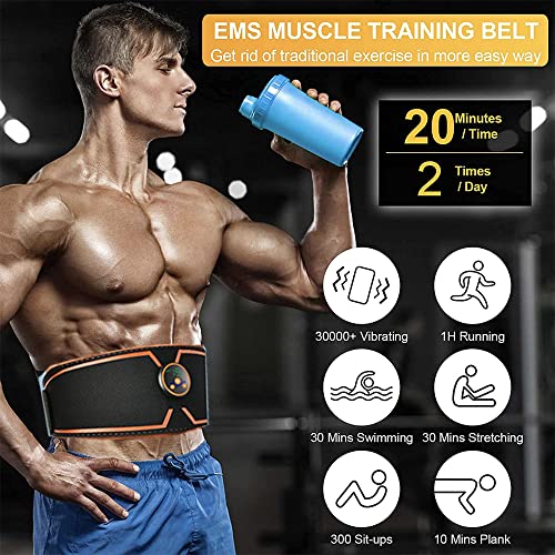 Electroestimulador Muscular, Estimulador Muscular Abdominales Estimulación USB Recargable ABS Ejercitador del Abdomen Pare Hombre Mujer