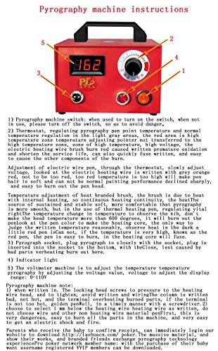 Eleoption 220V Máquina pirograbada 50 W Máquina pirograbada multifunción para quema de madera Pluma dual Herramienta pirograbada Kit profesional de quema de madera con 2pcs plumas