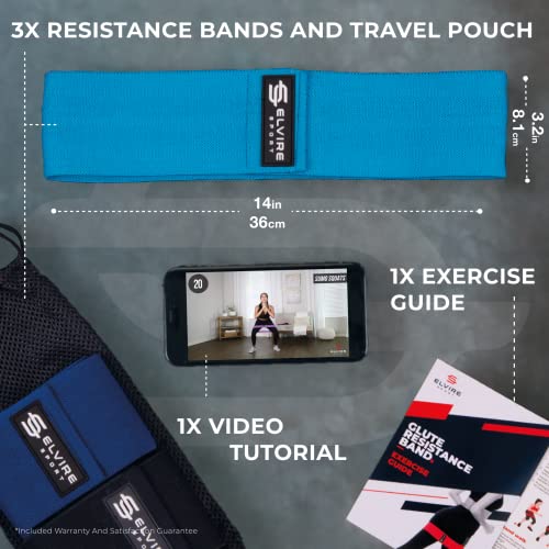 ELVIRE SPORT Bandas Elasticas Musculacion Mujer y Hombre (Set de 3) | Cintas Elasticas Fitness de Tela | Ligas para Ejercicios Gomas Yoga, Pilates, Crossfit, Sentadillas, Fisioterapia