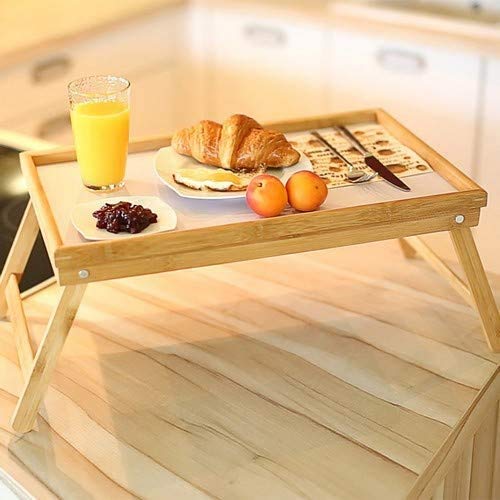 EM Home Bandeja para Cama Plegable, mesita para desayunos con Patas Plegables (Maderas)