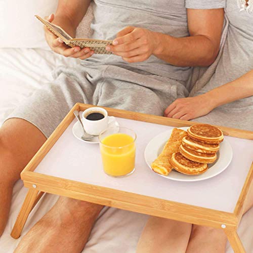 EM Home Bandeja para Cama Plegable, mesita para desayunos con Patas Plegables (Maderas)