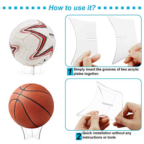 EMAGEREN 1 PCS Soporte para Pelotas Soporte para Balon de Futbol Soporte Pelota Baloncesto de Acrílico Base Soporte de Exhibición Transparente para Fútbol Baloncesto Voleibol Pelota de Rugby