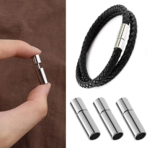 eMagTech 30 puntas de cordón de 3 mm, 4 mm, 6 mm, para joyas, pulseras de cuerda para cierres, cuerda, collares, pulseras, hebilla, fabricación de joyas, bricolaje, plata, 30 unidades