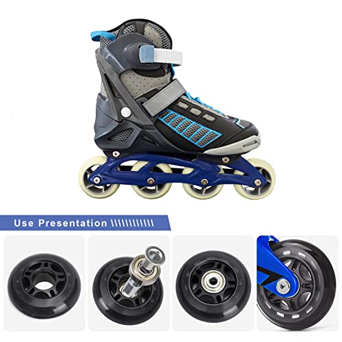 eMagTech 46 piezas de repuesto para patines en línea, accesorios de patines de aleación de aluminio, juego de patines de aleación de aluminio, incluye eje y ejes, tornillos, llave y espaciadores