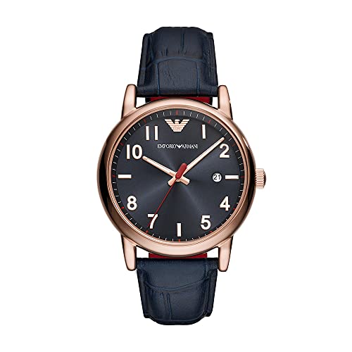 Emporio Armani Reloj Analógico para Hombre de Cuarzo con Correa en Cuero AR11135, Rosa/Azul