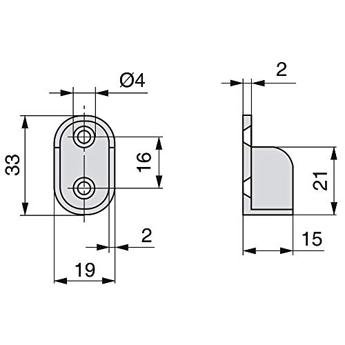 Emuca 7060807 Soporte Lateral para Barra de Armario Oval, Niquelado, Set de 10 Piezas