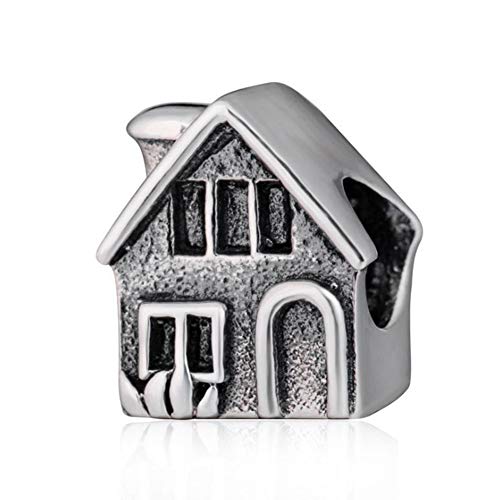 Encanto de la casa de plata de ley 925 encanto del hogar encanto familiar amor encanto aniversario encanto para Pandora pulsera (A)