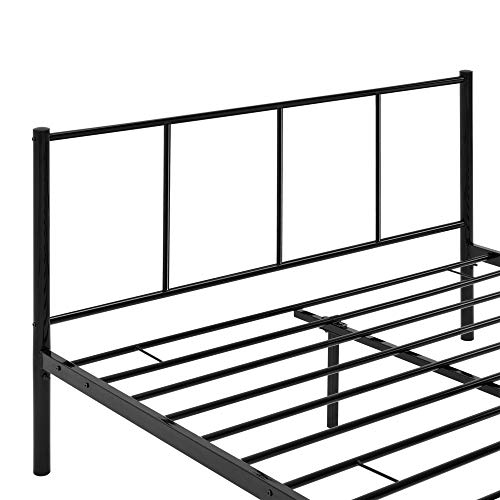 [en.casa] Cama de Metal 140cm x 200cm Cama Doble Cama Matrimonio Somier Negro