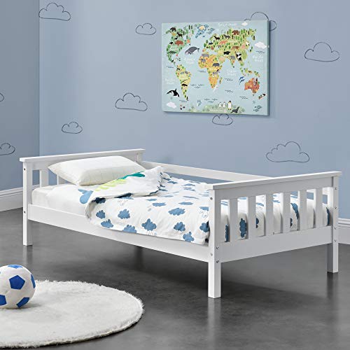 [en.casa] Cama para niños Nuuk 80 x 160 cm con Somier con área de Almacenamiento Protección contra caídas Blanco