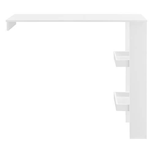 [en.casa] Mesa de Bar Sölvesborg Mesa de Bistro Elegante 120 x 45 x 106 cm Mesa Alta de Cocina con 2 Estantes Integrados Blanco