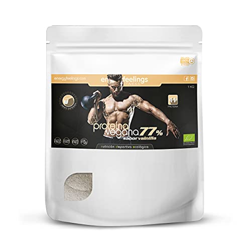 Energy Feelings Proteina Vegana 77% Premium sabor vainilla - 1.5 Kg | rica en BCAA | ingredientes de máxima calidad | 100% ecológica