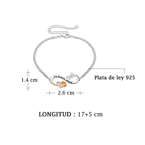 ENGRAWELRY Pulsera Plata de Ley 925 Mujer Infinito y Rose con Grabado Regalo Original Mamá Navidad Cumpleaños Día de la Madre