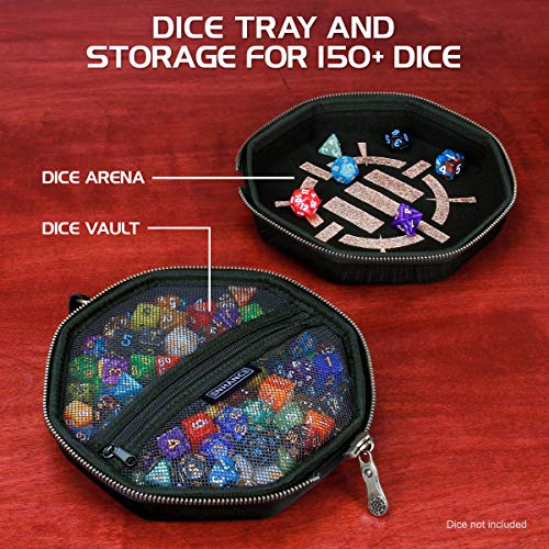 ENHANCE Caja de Dados para Juegos de Mesa y Bandeja Rodante de Dados - Contenedor de Almacenamiento para hasta 150 Dados RPG - Diseño Protector Resistente con Interior Suave