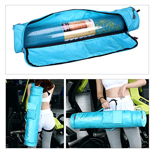 EQLEF Bolsa de Yoga para Esterilla, Bolsa de Yoga portátil Impermeable y Correa de Esterilla de Yoga Ajustable, Bolsa de Transporte para Esterilla de Yoga de Longitud Extra con 2 Bolsillos