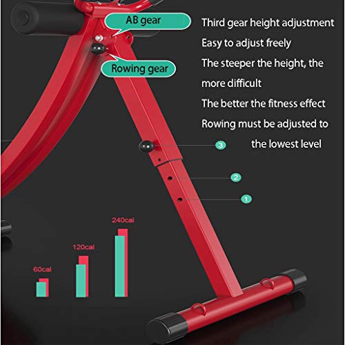 Equipo de Ejercicio Los Músculos Auxiliares Ejercitador For El Hogar Abdominales, Multi-funcional Abdominal Máquina De Remo, Plegable Abdominal De La Montaña Rusa ( Color : Red , Size : 40*80*118cm )