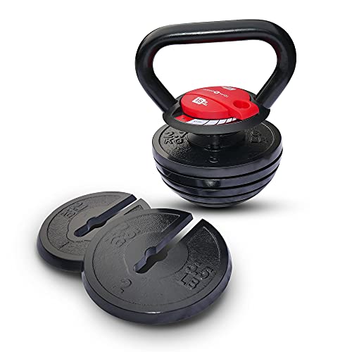 Equipo de Entrenamiento con Pesas RPM, Ideal para Entrenamientos en casa, Entrenamiento de Fuerza, construcción Muscular para Hombres y Mujeres. (18kg, Kettlebell Ajustable)