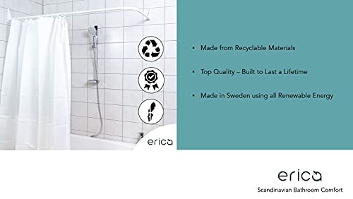 Erica Barra de Cortina de Ducha 70x90/70x160cm; Barra para Fijar en Esquinas o Bañera; Barra para Cortina de baño sin Soporte de Techo, Recubrimiento de Plástico sin PVC, 100% Inoxidable. Blanco.