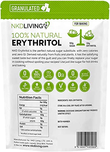 Eritritol 100 % natural 2 kg | Granulado sustituto del azúcar con cero calorías …