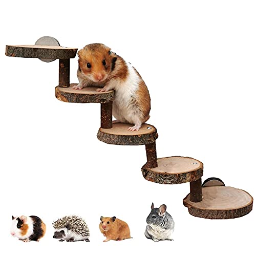 Escaleras de Madera para Animales Pequeños, Escalera de Madera de Hámster, Plataforma de Hámster de Madera, Adecuado para Hámsters, Ratones, Jerbos, Ratas, Ardillas, Conejillos de Indias, Loros