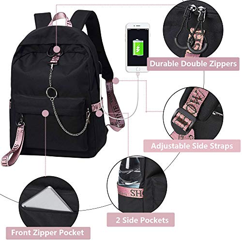 Escuela Mochila Talega de Libros Colegio Ordenador portátil USB Mochila Casual Viajes Daypack para Adolescente Chicas y Mujeres