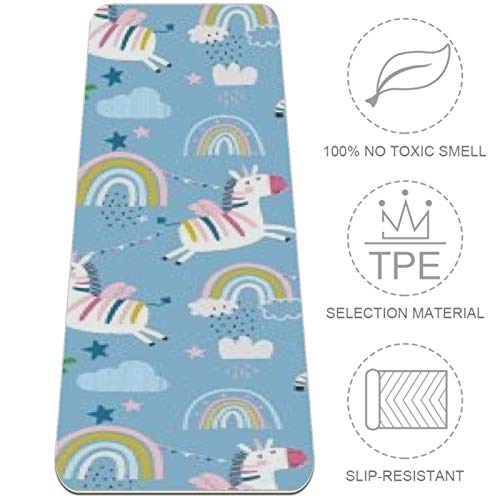 Eslifey Rainbow Pegasus Esterilla de yoga gruesa antideslizante para mujeres y niñas esteras de ejercicio suaves para pilates (182 x 61 cm, 1/4 pulgadas de espesor)