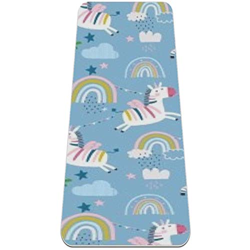 Eslifey Rainbow Pegasus Esterilla de yoga gruesa antideslizante para mujeres y niñas esteras de ejercicio suaves para pilates (182 x 61 cm, 1/4 pulgadas de espesor)