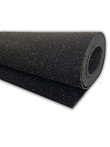 Esterilla de Ejercicio y Equipo de Fitness Antideslizante, Suelo para Gimnasio de Caucho Negro, Alfombrilla Protectora para Cintas de Correr (Espesor 4 mm: 1,25 x 3 m (3,75 m²))